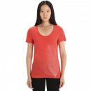 Icebreaker Wmns Tech Lite II SS Scoop Tee Plume - Merinowolle Kurzarmshirt Damen mit Print, 150 g/m