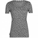 Icebreaker Wmns Tech Lite II Short Sleeve Scoop Tee 1000 Footsteps - Merinowolle Kurzarmshirt Damen mit Print, 150 g/m metro heather / aop M