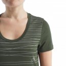 Icebreaker Wmns Tech Lite II Short Sleeve Scoop Tee Hill Sprint - Merinowolle Kurzarmshirt Damen mit Print, 150 g/m loden M