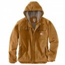 carhartt Washed Duck Sherpa Lined Utility Jacket - strapazierfähige Arbeitsjacke/Outdoorjacke Herren mit Fleecefutter brown M