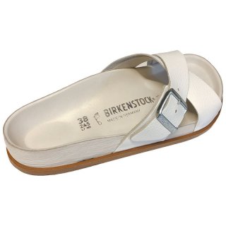 BIRKENSTOCK Siena Avantgarde - elegante Vollleder-Zehenstegsandalen Damen, normale Weite premium white 38