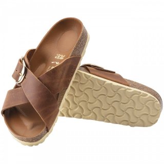 BIRKENSTOCK Siena Big Buckle - Leder-Sandale fr Unisex, schmale Weite cognac 40