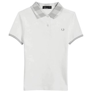 FRED PERRY Gingham Collar Pique Shirt | Poloshirt Damen white 42