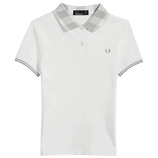 FRED PERRY Gingham Collar Pique Shirt | Poloshirt Damen white 40