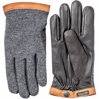 HESTRA Deerskin Wool Tricot Gloves - Woll-Lederhandschuhe Unisex charcoal/black 10