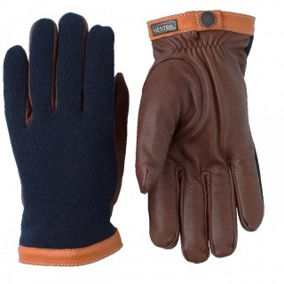 HESTRA Deerskin Wool Tricot Gloves - Woll-Lederhandschuhe Unisex navy/chocolate 11