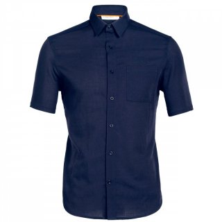 Icebreaker Merino Steveston Short Sleeve - Merinowolle Hemd Herren midnight navy M