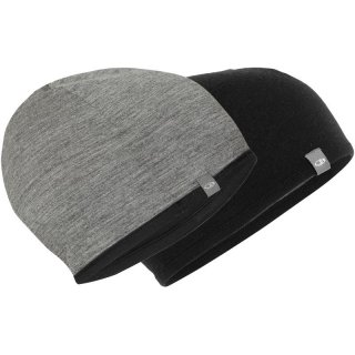 Icebreaker Pocket Hat - Merinowollmütze zum Wenden black/gritstone heather One Size