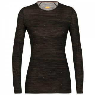 Icebreaker Wmn 200 Oasis Long Sleeve Crewe Ski Tracks Damen black clove M