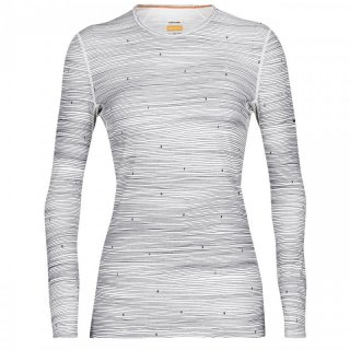 Icebreaker Wmn 200 Oasis Long Sleeve Crewe Ski Tracks- Merinowolle Langarm-Unterhemd Damen, 200 g /m snow/midnight navy/AOP L