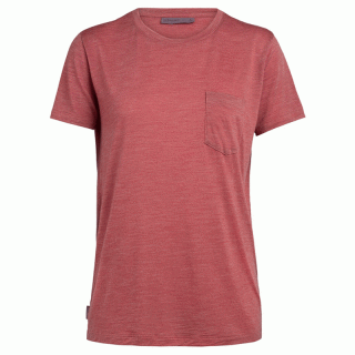 Icebreaker Wmns Nature Dye Drayden Short Sleeve Pocket Crewe T-Shirt - Merinowolle T-Shirt Damen, 130 g/m²  madder root L