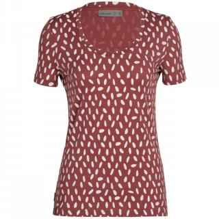 Icebreaker Wmns Tech Lite II Short Sleeve Scoop Tee 1000 Footsteps - grape / aop M