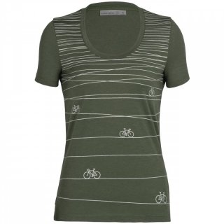 Icebreaker Wmns Tech Lite II Short Sleeve Scoop Tee Hill Sprint - Damenshirt loden M