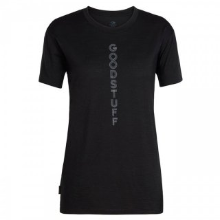 Icebreaker Wmns Tech Lite Short Sleeve Crewe Made Different - locker geschnittenes Merinowolle Kurzarmshirt Damen, 150 g/m black L