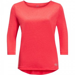 Jack Wolfskin Pack & Go 3/4 T Women - halbarm Funktionsshirt Damen tulip red XL