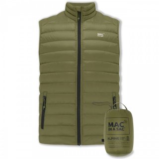 MAC IN A SAC Mens Alpine Gilet - Daunenweste Herren mit Packbeutel khaki 54 / XL