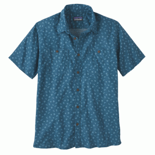Patagonia Mens Back Step Shirt - Hanf Kurzarm-Freizeithemd Herren hexes: wavy blue XL