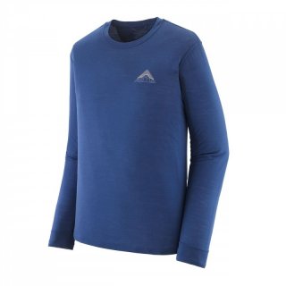 Patagonia Mens Long-Sleeved Capilene Cool Merino Graphic Shirt - driftways: clement blue XL