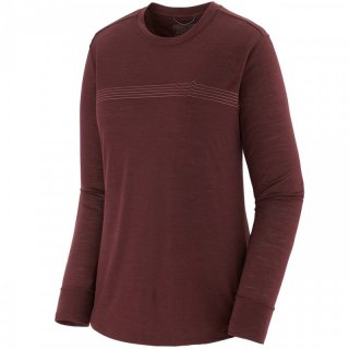 Patagonia Womens Long-Sleeved Capilene Cool Merino Graphic Shirt - Merinowolle Langarmshirt Damen fitz roy fader: dark ruby XL