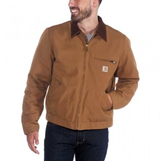 carhartt Duck Blanket Lines Detroit Jacket - robuste Arbeitsjacke/Outdoorjacke Herren mit Wollfutter brown L