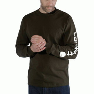carhartt Long Sleeve Logo Graphic T-Shit - Langarmshirt Herren mit Print peat 56 / XXL